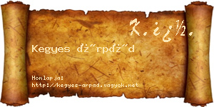 Kegyes Árpád névjegykártya