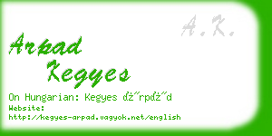 arpad kegyes business card